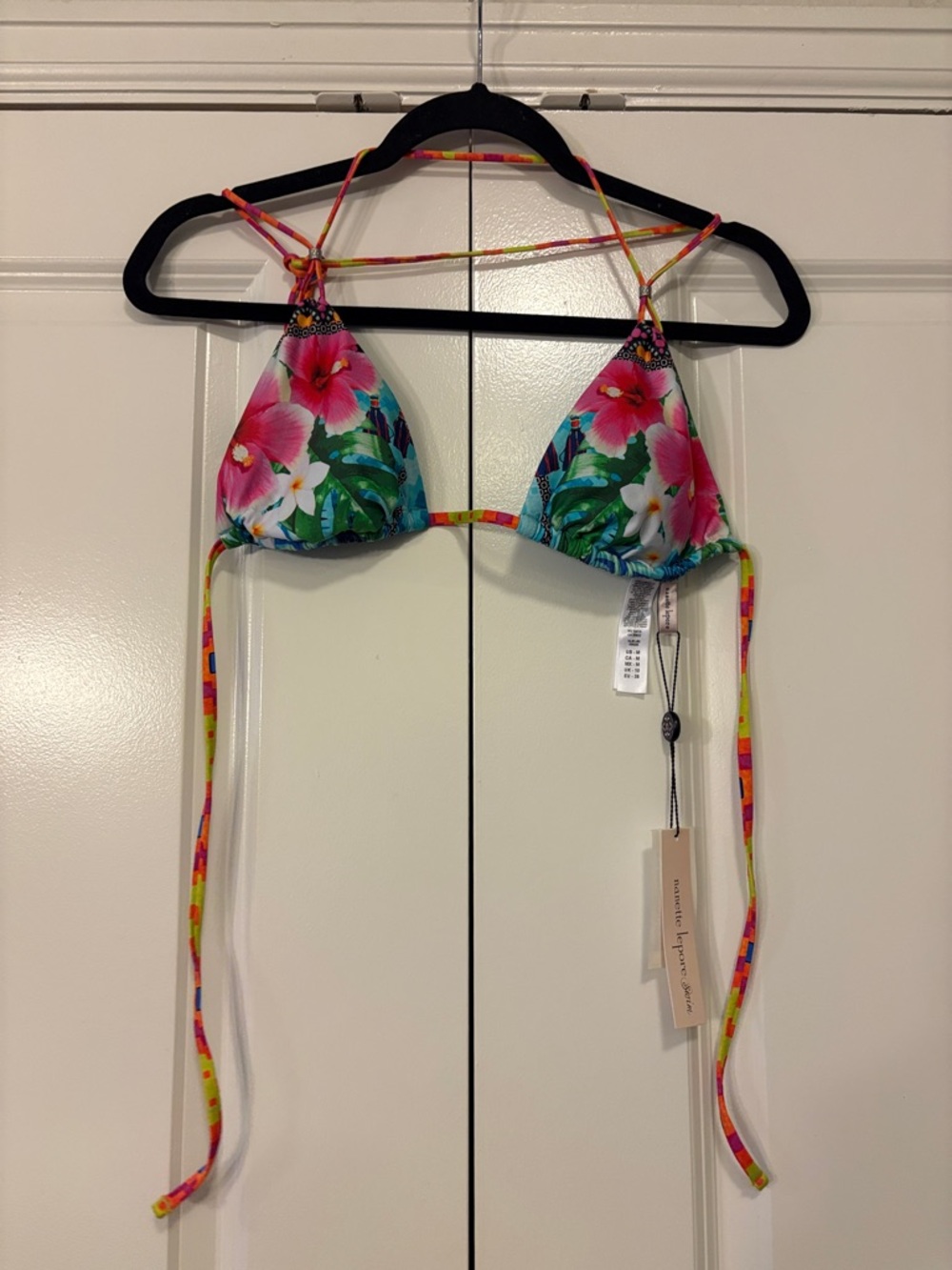 Nanette Lepore Pink Tropical Floral Triangle Bikini Top